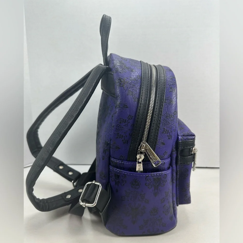 Loungefly Haunted Mansion Purple Wallpaper Mini Backpack & Wallet OG Heart Logo